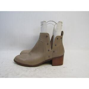 Franco Sarto Womens Sz 7.5 M Brown Leather Studded Ankle Fashion Boots Bootie